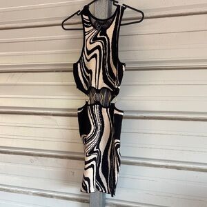 Forever 21 Black and Cream Swirl Mini Dress